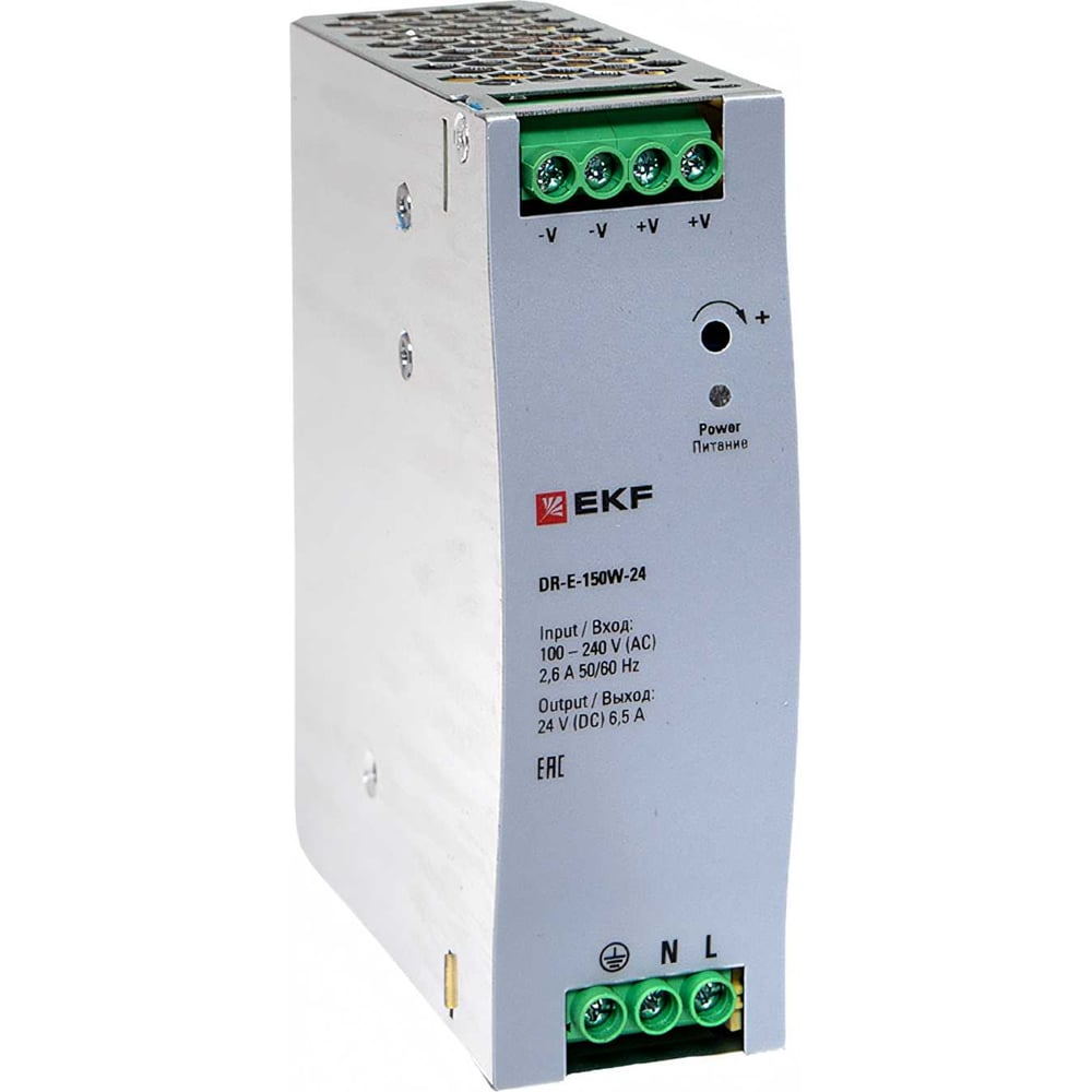 Блок питания на дин рейку EKF 150 вт, Uвх 220 В AC m, Uвых - 24 В DC ...