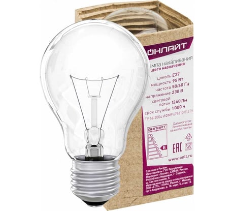 Лампа ОНЛАЙТ OI-A-95-230-E27-CL 71664