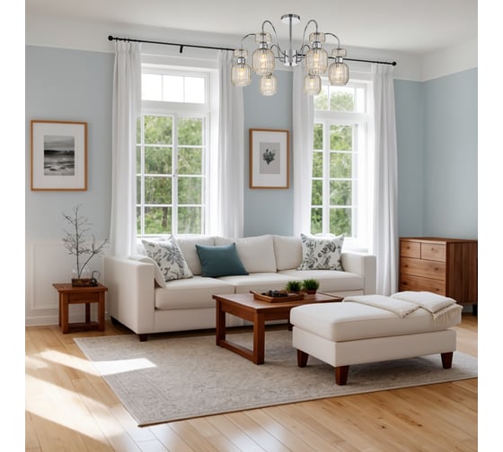 Светильник на штанге ESCADA 1141/6PL E14*60W Chrome/Beige 1141/6PL Chrome/Beige