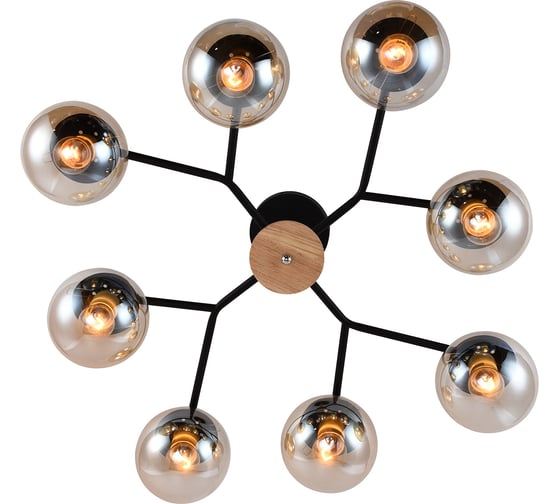Потолочный светильник ESCADA E27*60W Black/Wood 1130/8PL