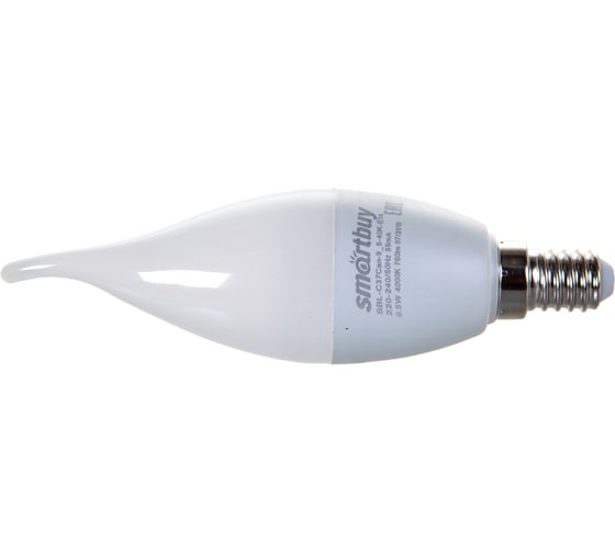 Светодиодная лампа Smartbuy LED свеча на ветру, матовая C37-9,5W/4000/E14 SBL-C37Can-9_5-40K-E14
