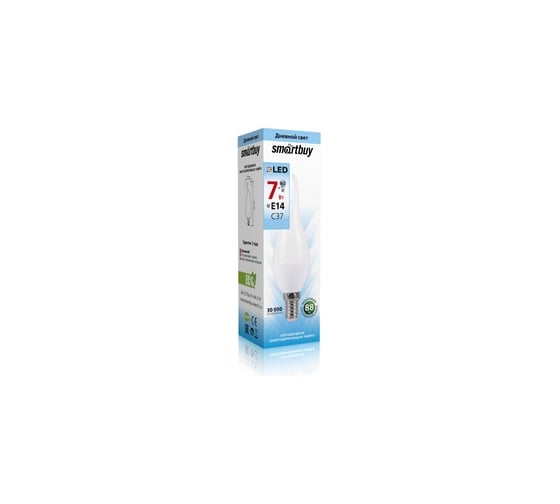 Светодиодная лампа Smartbuy LED свеча на ветру, матовая C37-07W/4000/E14 SBL-C37Tip-07-40K-E14
