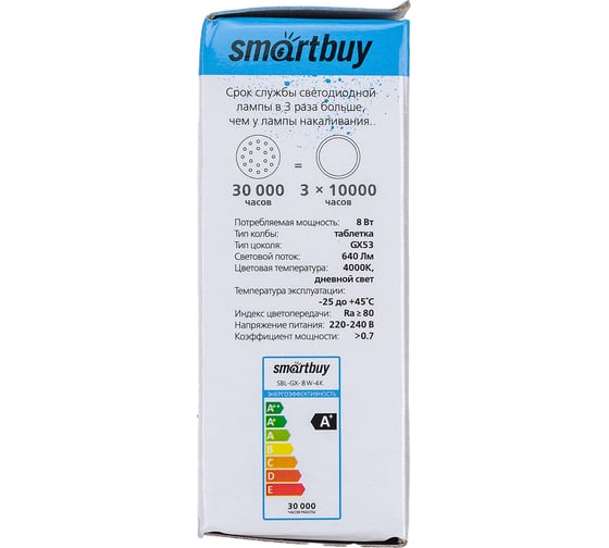 Светодиодная лампа Smartbuy LED Tablet GX53 -8W/4000K/матовый рассеиватель SBL-GX-8W-4K