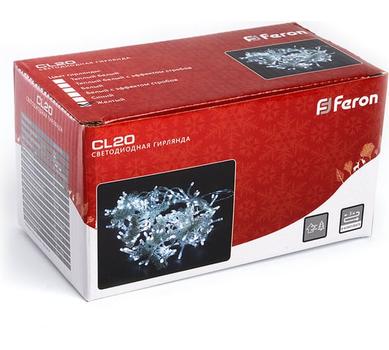 Гирлянда FERON Штора 230V 240 LED 2700K, эффект стробов,IP44, шнур 3м, CL20 32336