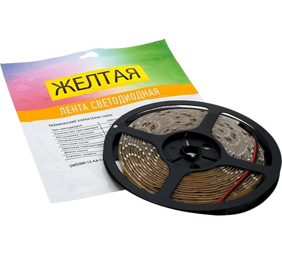 Светодиодная лента SWG 4,8 Вт/м SMD3528 закрытая IP65 Цвет Желтый 12В 00000000053 1