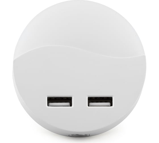 Светильник-ночник c двумя USB выходами и с датчиком освещенности FERON 0,5W, белый FN1122 41021