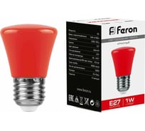 Светодиодная лампа FERON 1W 230V E27 красный, LB-372 25911