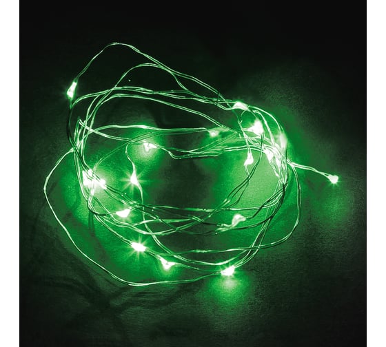 Гирлянда FERON 20 LED зеленый, батарейки 2 АА, IP 20, шнур 0,5м ,CL570 32366