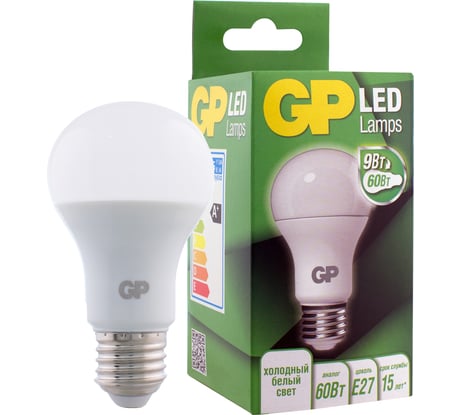 Светодиодная лампа в колбе груша GP LEDA60-9WE27-40K-2CRB1