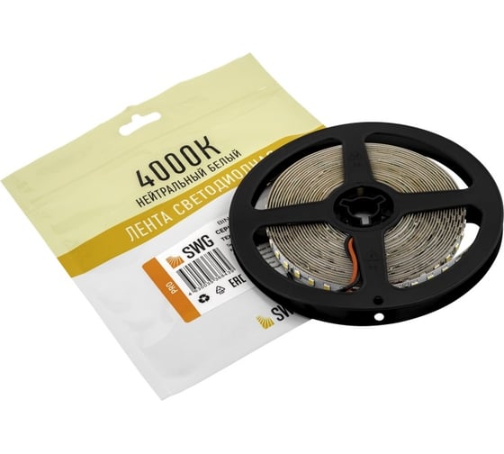 Светодиодная лента SWG SMD 2835, 126 LED/м, 13 Вт/м, 24В, IP20, Нейтральный белый 00-00005853 1