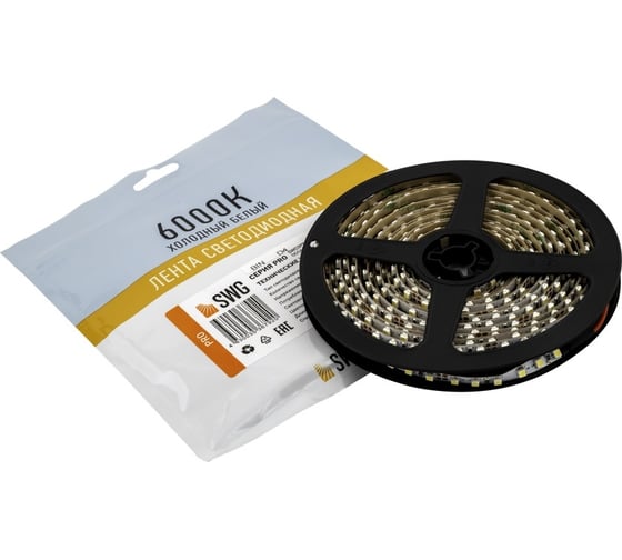 Светодиодная лента pro SWG 5mm, SMD 3528, 120 LED/м, 24В, IP20, Холодный белый 00-00005667