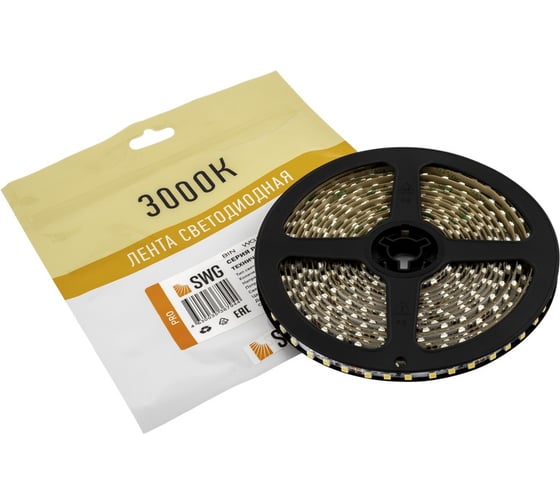 Светодиодная лента pro SWG 5mm, SMD 3528, 120 LED/м, 24В, IP20, Теплый белый 00-00005669 1