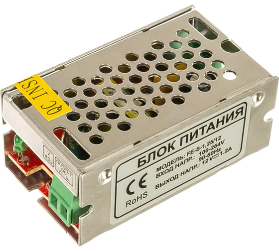 Блок питания Falcon Eye FE-S-1,25/12 12 В 1,25 А, регулировка выходного напряжения, защита от КЗ IP20 00-00016671