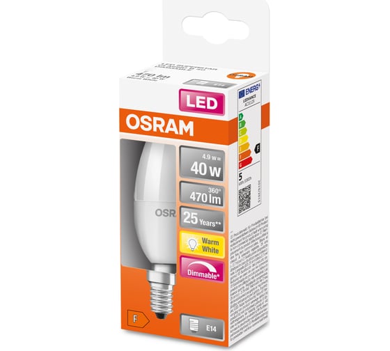 Светодиодная лампа Osram LEDSCLB40D 5W/827 230VFR E14 10x1 4058075430914 1