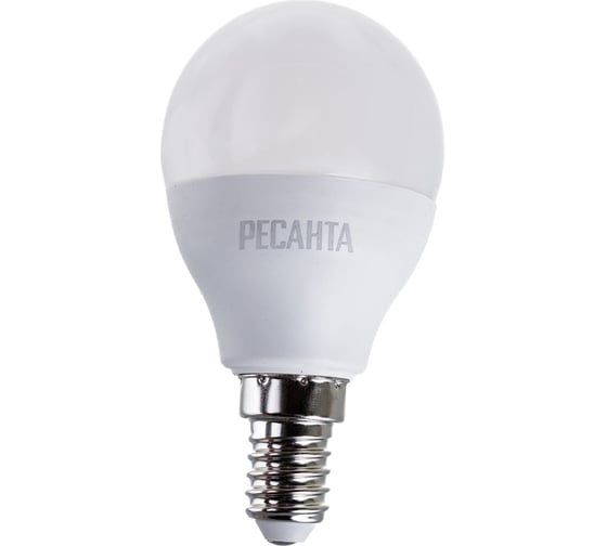 Светодиодная лампа Ресанта LL-R-G45-7W-230-3K-E14 (шар, 7Вт, тепл., Е14) 76/1/6