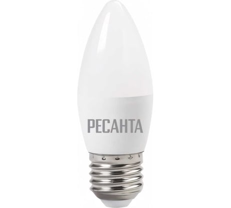 Светодиодная лампа Ресанта LL-R-C37-6W-230-4K-E27 (свеча, 6Вт, нейтр., Е27) 76/1/10