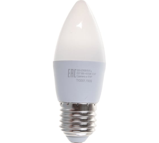 Светодиодная лампа Ресанта LL-R-C37-6W-230-4K-E27 (свеча, 6Вт, нейтр., Е27) 76/1/10