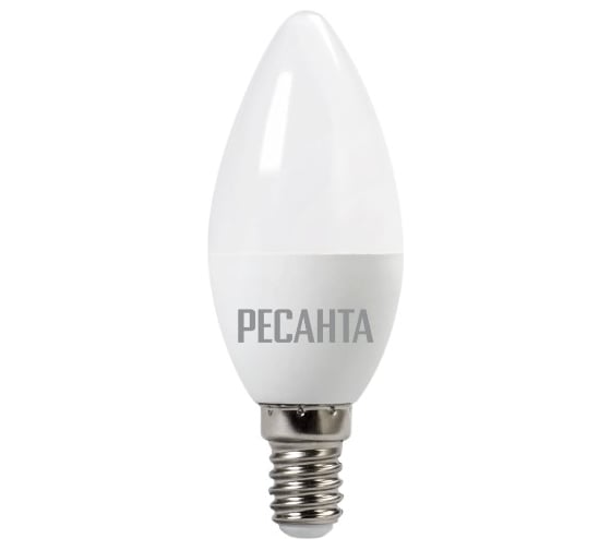 Светодиодная лампа Ресанта LL-R-C37-6W-230-4K-E14 (свеча, 6Вт, нейтр., Е14) 76/1/4