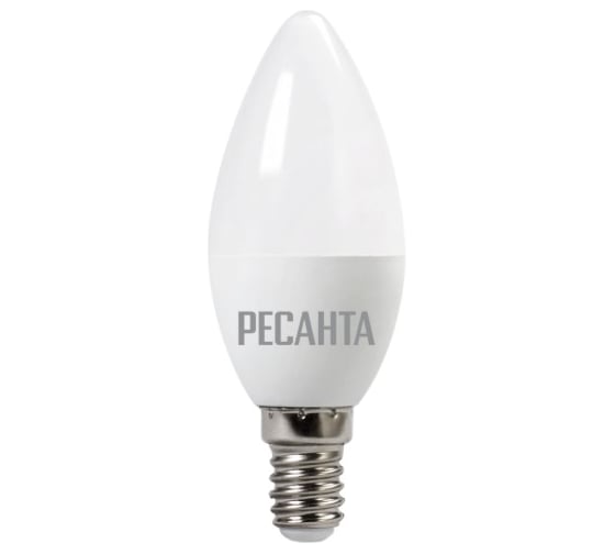 Светодиодная лампа Ресанта LL-R-C37-5W-230-3K-E14 (свеча, 5Вт, тепл., Е14) 76/1/1