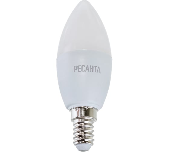 Светодиодная лампа Ресанта LL-R-C37-7W-230-3K-E14 (свеча, 7Вт, теплый, Е14) 76/1/5