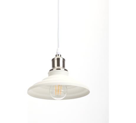 Металлический подвес ЭРА PL4 WH/SN E27, max 60W, d203 мм, шагрень белый/сатин никель Б0037450