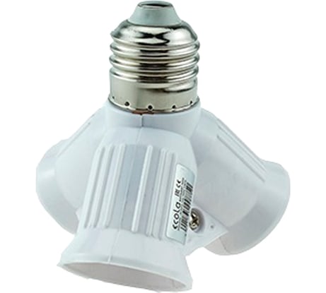Переходник Ecola Base с цоколя e27 на 3хe27, белый A7W37WEAY
