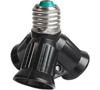 Переходник Ecola Base с цоколя e27 на 3хe27, черный A7W37BEAY