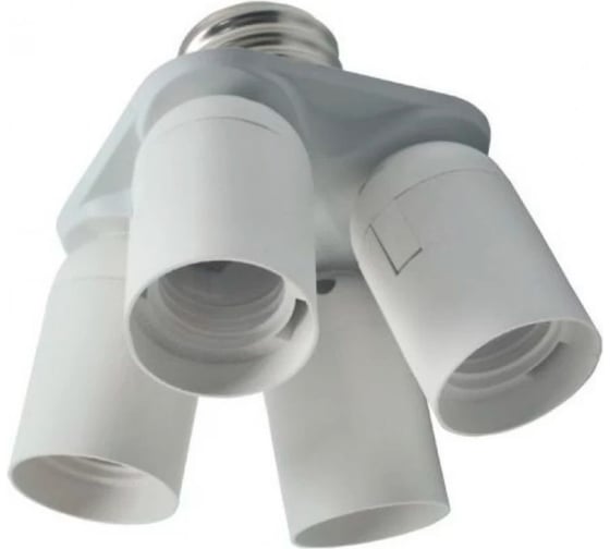 Переходник Ecola Base с цоколя e40 на 4хe27, узкий, белый A8T44WEAY 1