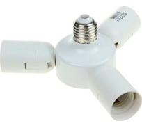 Переходник Ecola Base с цоколя e27 на 3хe27, плоский, белый A7P37WEAY