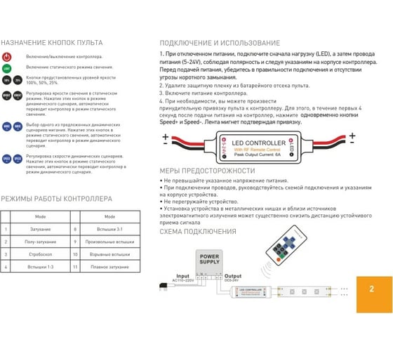 Диммер-радио SWG Mini с пультом, 5-24 вольта, 6А, RF-DIM-11-6A 00-00002309