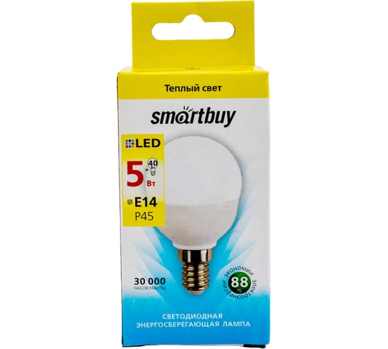 Светодиодная лампа Smartbuy LED P45-05W/3000/E14 SBL-P45-05-30K-E14