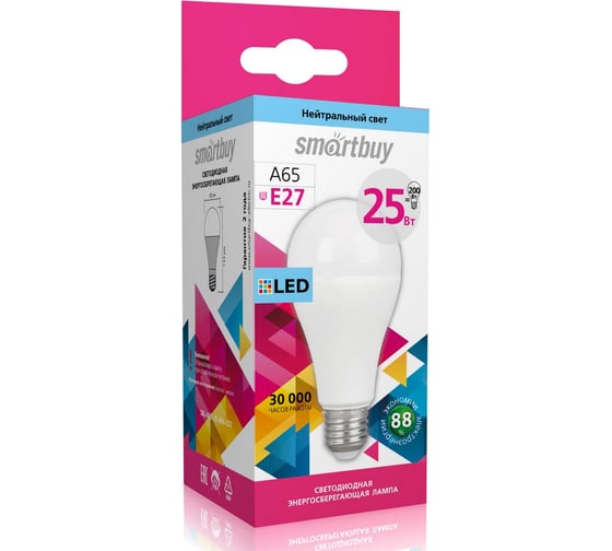 Светодиодная лампа Smartbuy LED A6525W/4000/E27 SBL-A65-25-40K-E27