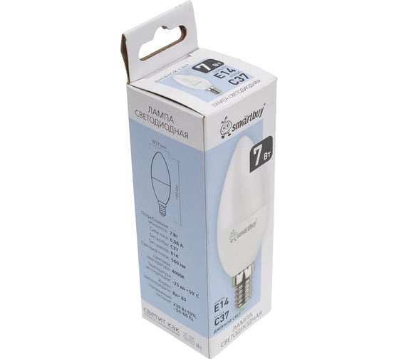 Светодиодная лампа Smartbuy LED C37-07W/4000/E14 SBL-C37-07-40K-E14
