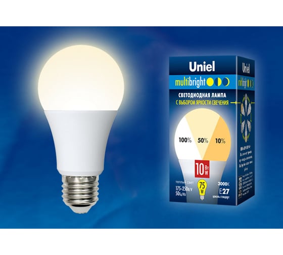 Светодиодная лампа Uniel LED-A60-10W/WW/E27/FR/MB PLM11WH Форма А, матовая UL-00002371