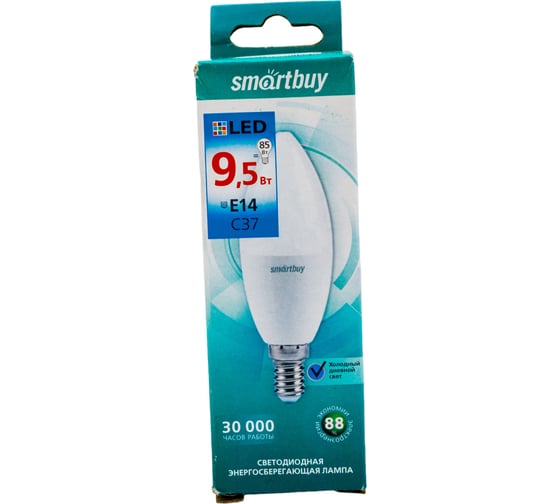 Светодиодная лампа Smartbuy LED C37-9,5W/6000 SBL-C37-9_5-60K-E14