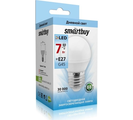 Светодиодная лампа Smartbuy LED G45-07W/4000/E27 SBL-G45-07-40K-E27