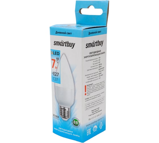 Светодиодная лампа Smartbuy LED C37-07W/4000/E27 SBL-C37-07-40K-E27