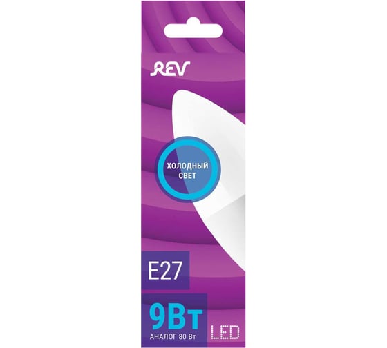 Светодиодная лампа REV C37 Е27 9W, 6500K, дневной свет 32523 9