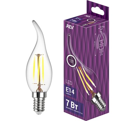 Светодиодная филаментная  лампа REV FC37 E14 7W, 4000K 32496 6