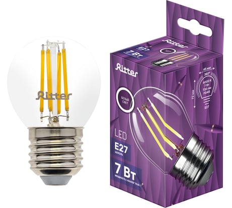 Лампа светодиодная RITTER Filament G45 E27 7W, 4000K 32485 0