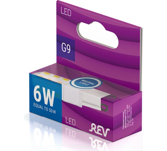 Светодиодная лампа REV JCD G9 6W, 4000К 32384 6
