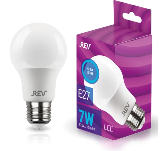 Светодиодная лампа REV A60 Е27 7W, 6500K, дневной свет 32527 7 1