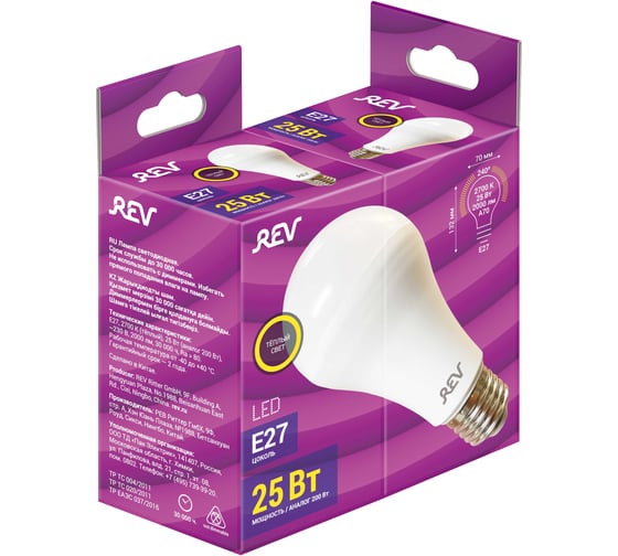 Светодиодная лампа REV A70 Е27 25W, 2700K, теплый свет 32532 1