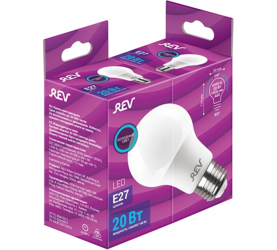 Светодиодная лампа REV A60 Е27 20W, 6500K, дневной свет 32531 4