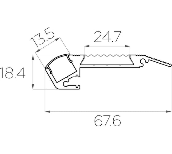 Комплект алюминиевого профиля Ledcraft с экраном и заглушками LC-PDS1867M16-2 1617000064