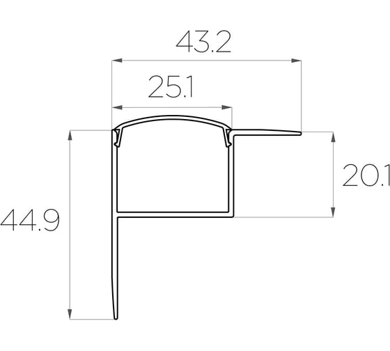 Комплект алюминиевого профиля Ledcraft с экраном и заглушками LC-NKU4543M28-2 1617000060