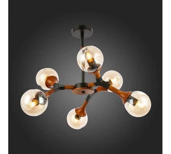 Потолочная люстра ALMA LIGHT e27 6x60w темное дерево, ALC00038BG-MK1-E27.6x60W