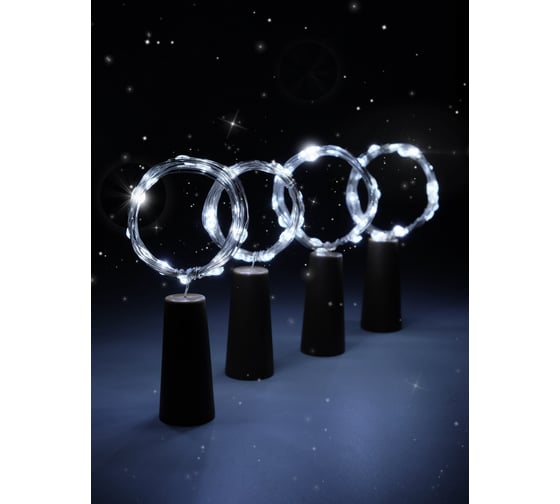 Гирлянды ФАZА DC-G04-20WS4, комплект 4 шт, Пробки, бел, 20 LED, 3xAG13 (в компл.) 5047952