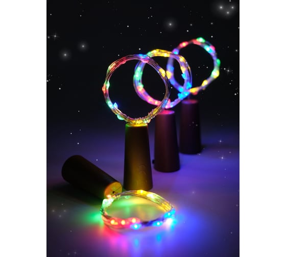 Гирлянды ФАZА DC-G04-20MS4, комплект 4 шт, Пробки, мульт, 20 LED, 3xAG13 (в компл.) 5047938