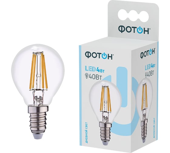 Светодиодная лампа ФОТОН LED FL P45 4W E14 4000K, 10 шт, 23413 1